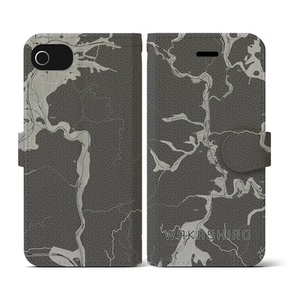 【若代（岡山県）】地図柄iPhoneケース（手帳タイプ）モノトーン・iPhone SE（第3 / 第2世代） / 8 / 7 / 6s / 6 用