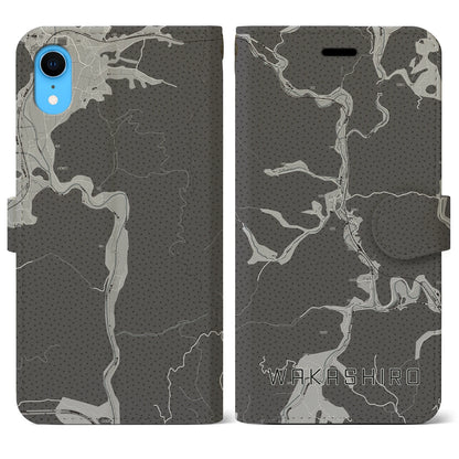 【若代（岡山県）】地図柄iPhoneケース（手帳タイプ）モノトーン・iPhone XR 用