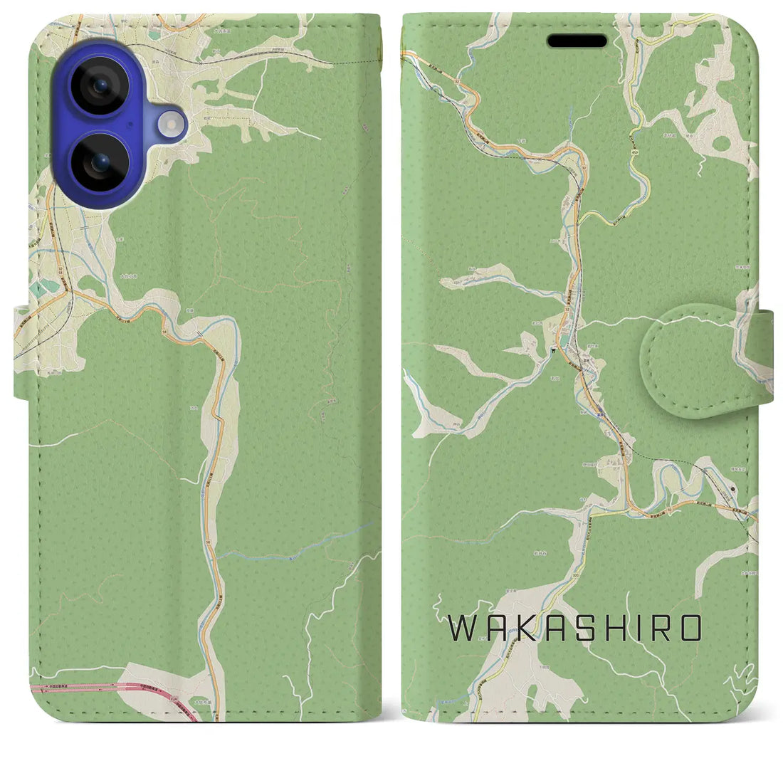 【若代(岡山県)】地図柄iPhoneケース(手帳タイプ)ナチュラル・iPhone 16 Pro Max 用