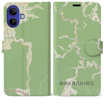 【若代（岡山県）】地図柄iPhoneケース（手帳タイプ）ナチュラル・iPhone 16 Pro Max 用