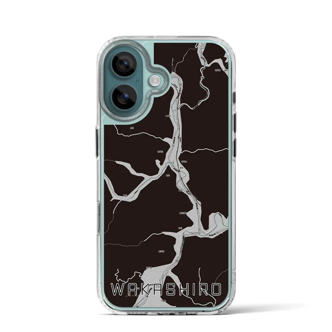 【若代（岡山県）】地図柄iPhoneケース（MagSafeタイプ）モノトーン・iPhone 16 Pro 用
