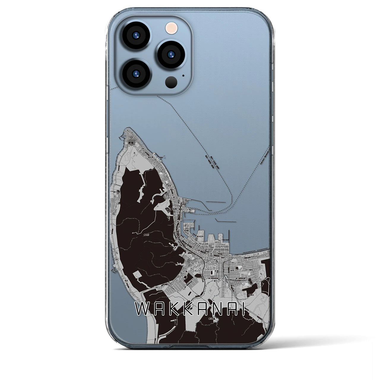 【稚内（北海道）】地図柄iPhoneケース（クリアタイプ）モノトーン・iPhone 13 Pro Max 用