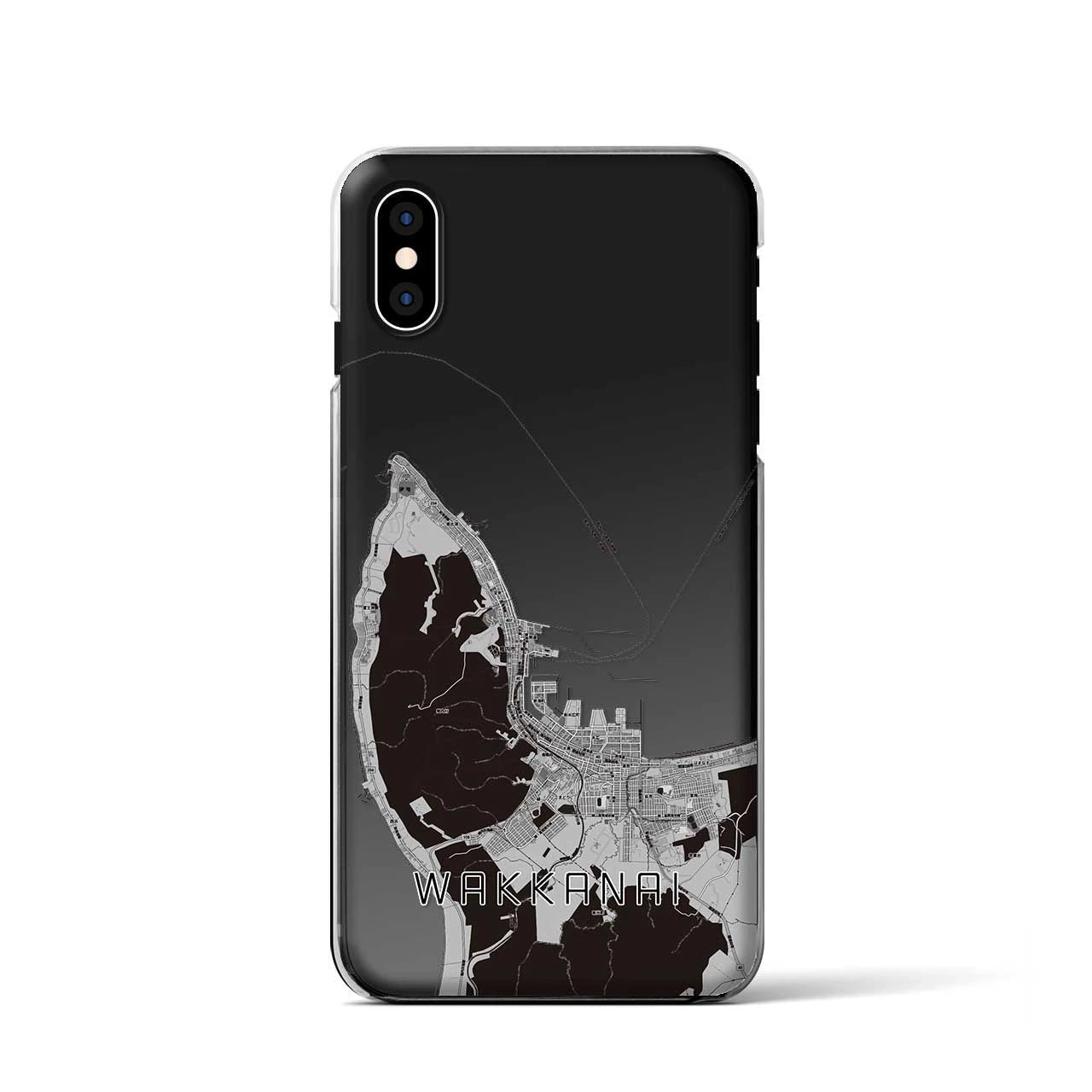 【稚内（北海道）】地図柄iPhoneケース（クリアタイプ）モノトーン・iPhone XS / X 用