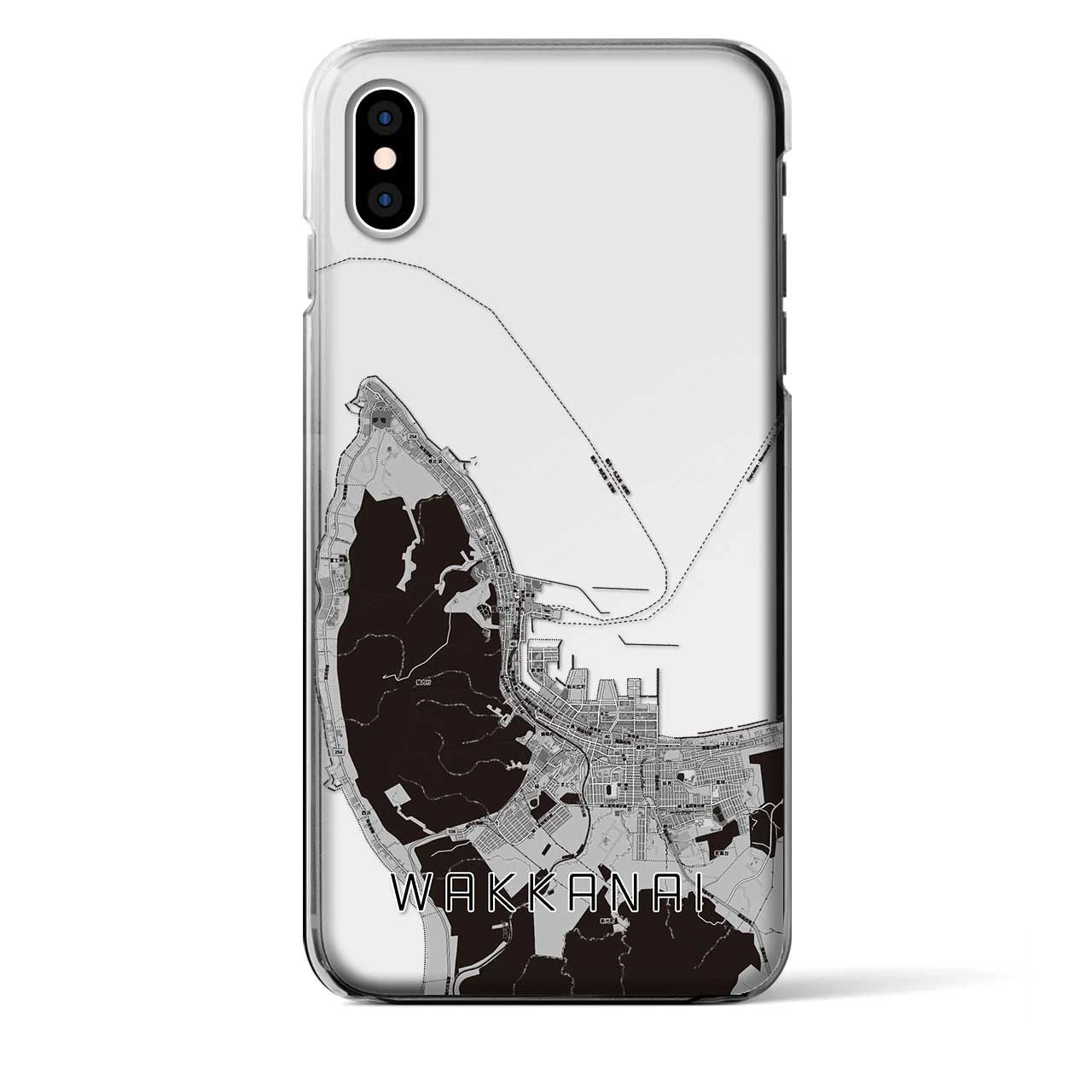 【稚内（北海道）】地図柄iPhoneケース（クリアタイプ）モノトーン・iPhone XS Max 用