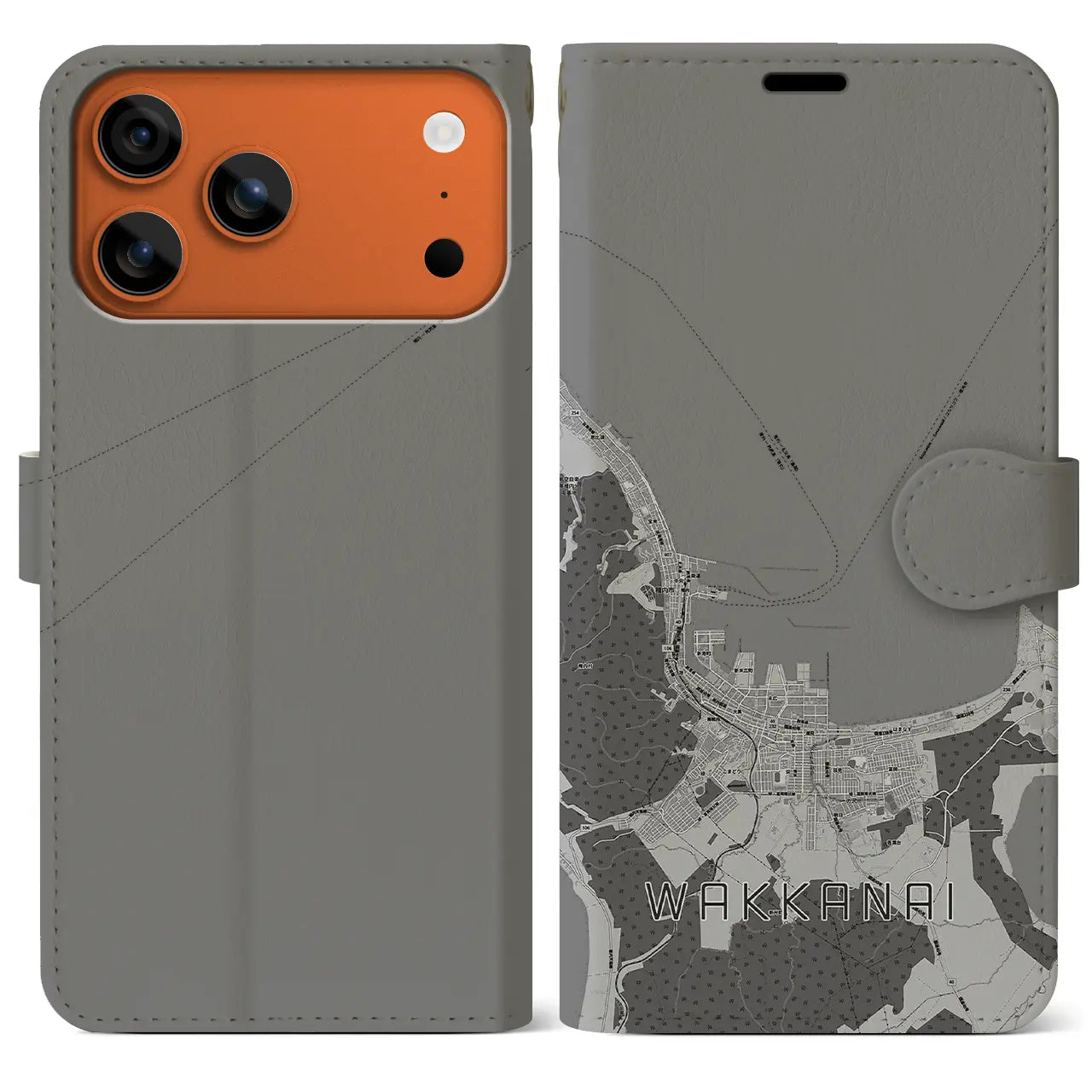 【稚内（北海道）】地図柄iPhoneケース（手帳タイプ）