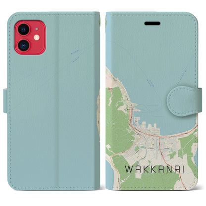 【稚内（北海道）】地図柄iPhoneケース（手帳タイプ）ナチュラル・iPhone 11 用