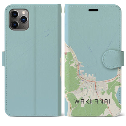 【稚内（北海道）】地図柄iPhoneケース（手帳タイプ）ナチュラル・iPhone 11 Pro Max 用