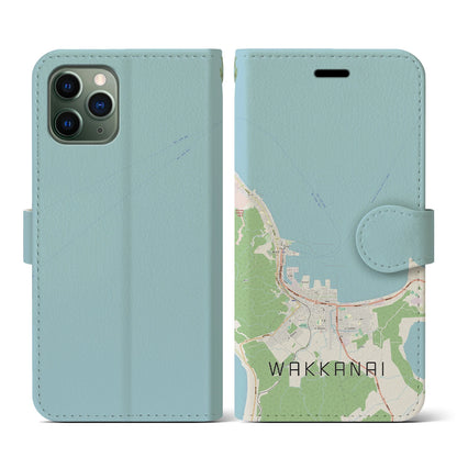 【稚内（北海道）】地図柄iPhoneケース（手帳タイプ）ナチュラル・iPhone 11 Pro 用