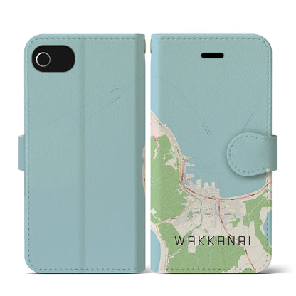 【稚内（北海道）】地図柄iPhoneケース（手帳タイプ）ナチュラル・iPhone SE（第3 / 第2世代） / 8 / 7 / 6s / 6 用