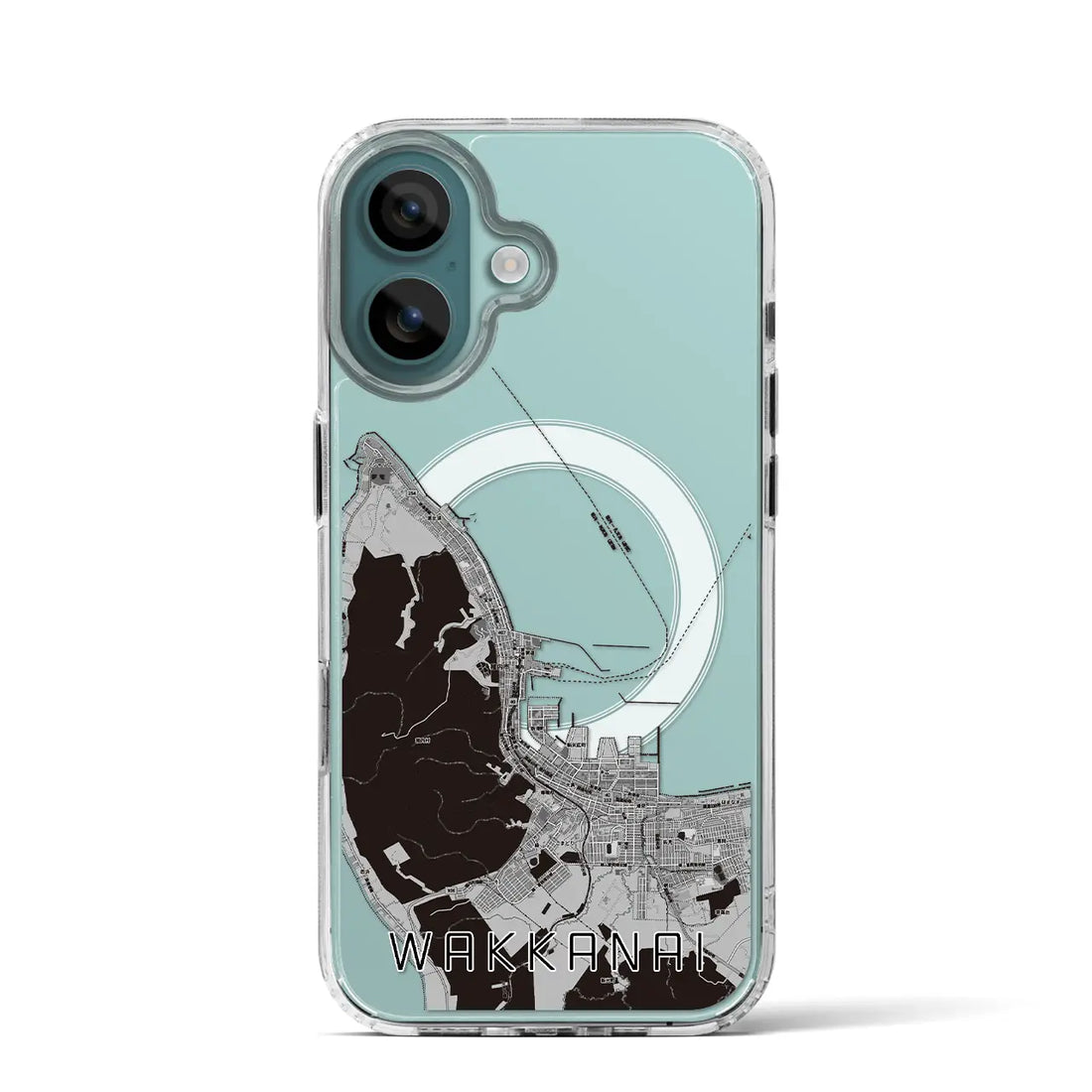 【稚内（北海道）】地図柄iPhoneケース（MagSafeタイプ）モノトーン・iPhone 16 Pro 用
