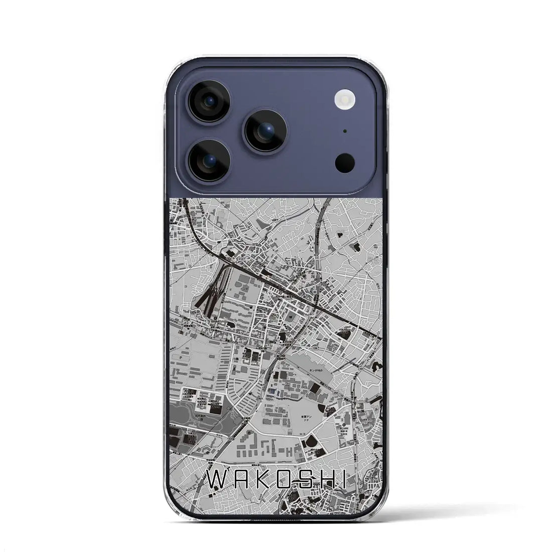 【和光市（埼玉県）】地図柄iPhoneケース（クリアタイプ）モノトーン・iPhone 17 Pro Max 用