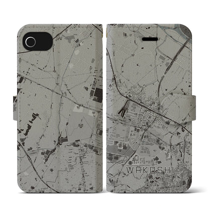 【和光市（埼玉県）】地図柄iPhoneケース（手帳タイプ）モノトーン・iPhone SE（第3 / 第2世代） / 8 / 7 / 6s / 6 用