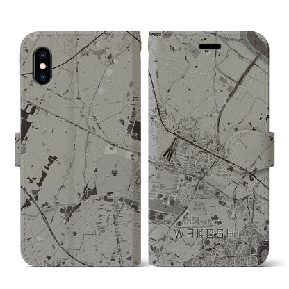 【和光市（埼玉県）】地図柄iPhoneケース（手帳タイプ）モノトーン・iPhone XS / X 用