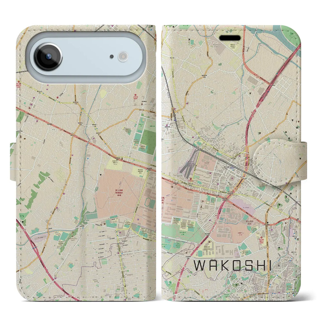 【和光市(埼玉県)】地図柄iPhoneケース(手帳タイプ)ナチュラル・iPhone 17 Pro Max 用