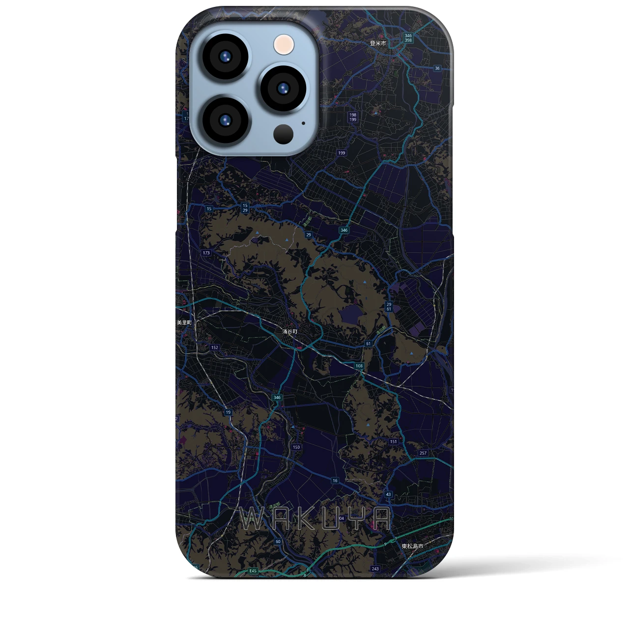 【涌谷（宮城県）】地図柄iPhoneケース（バックカバータイプ）