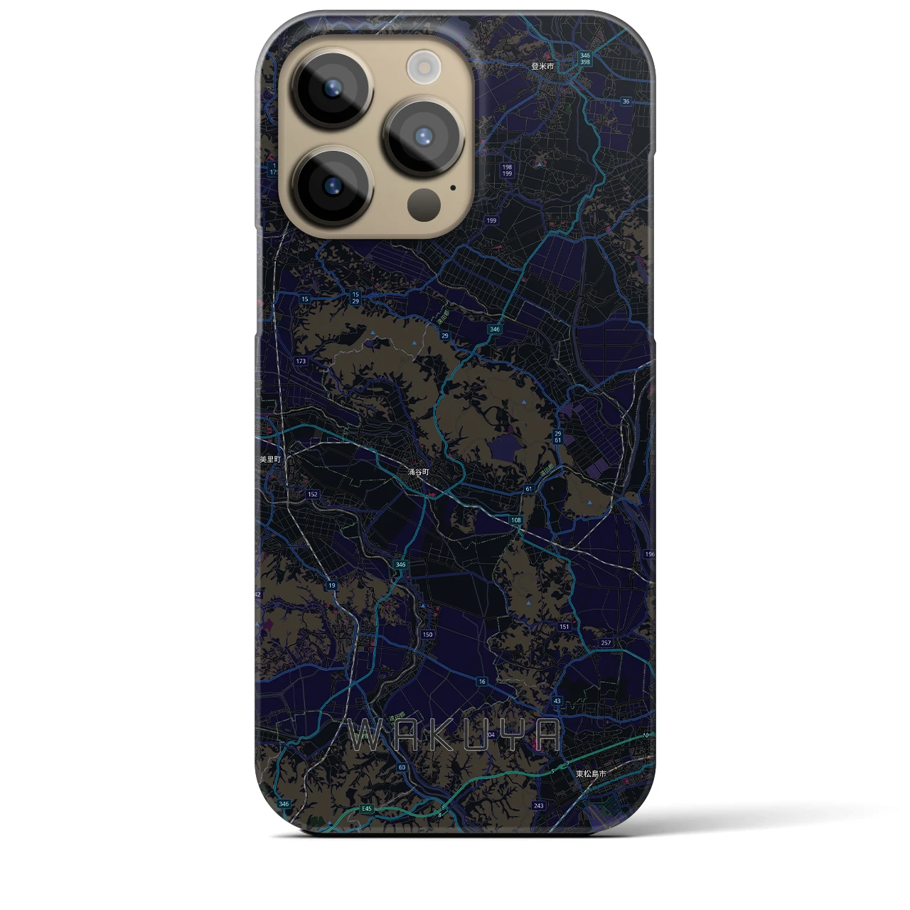 【涌谷（宮城県）】地図柄iPhoneケース（バックカバータイプ）