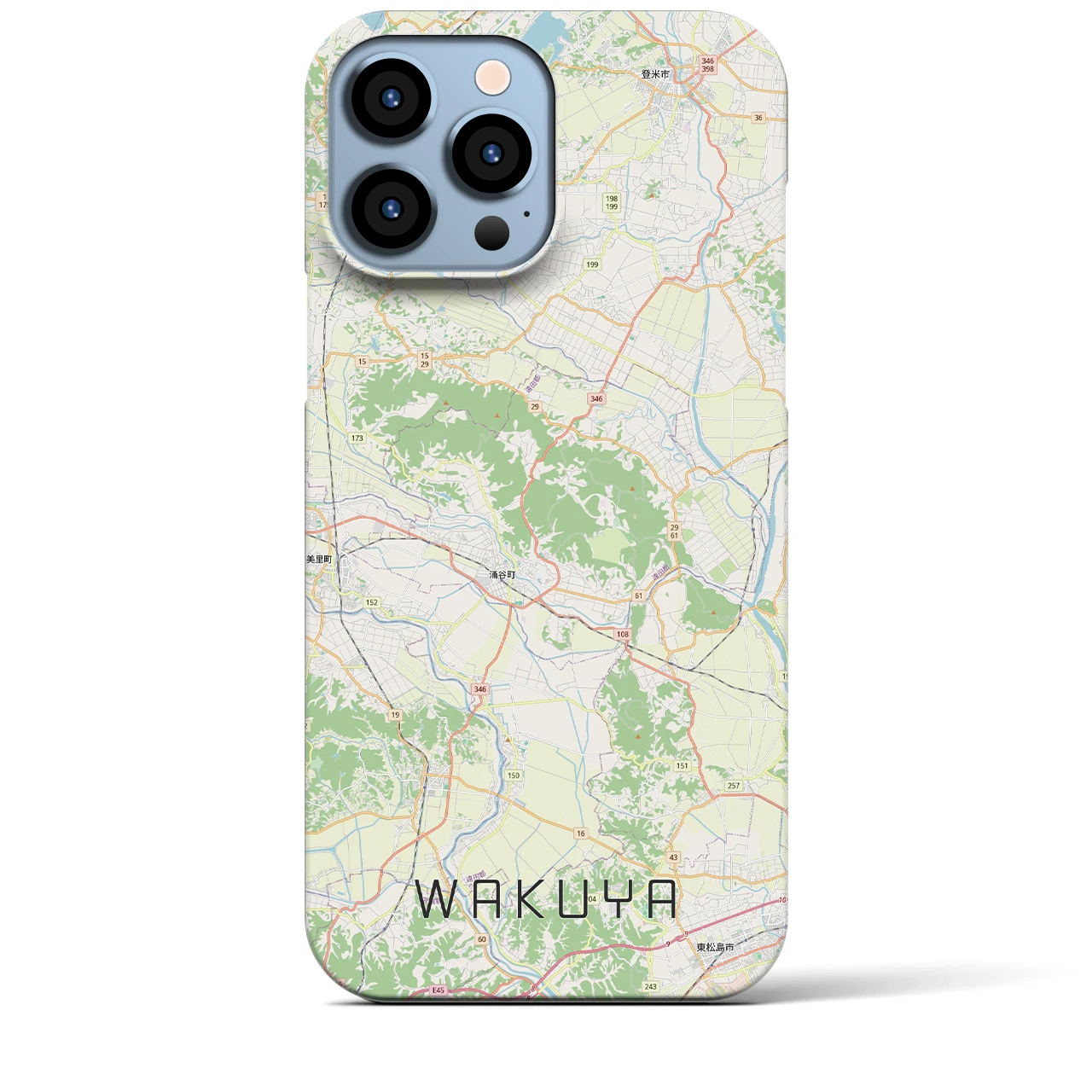 【涌谷（宮城県）】地図柄iPhoneケース（バックカバータイプ）