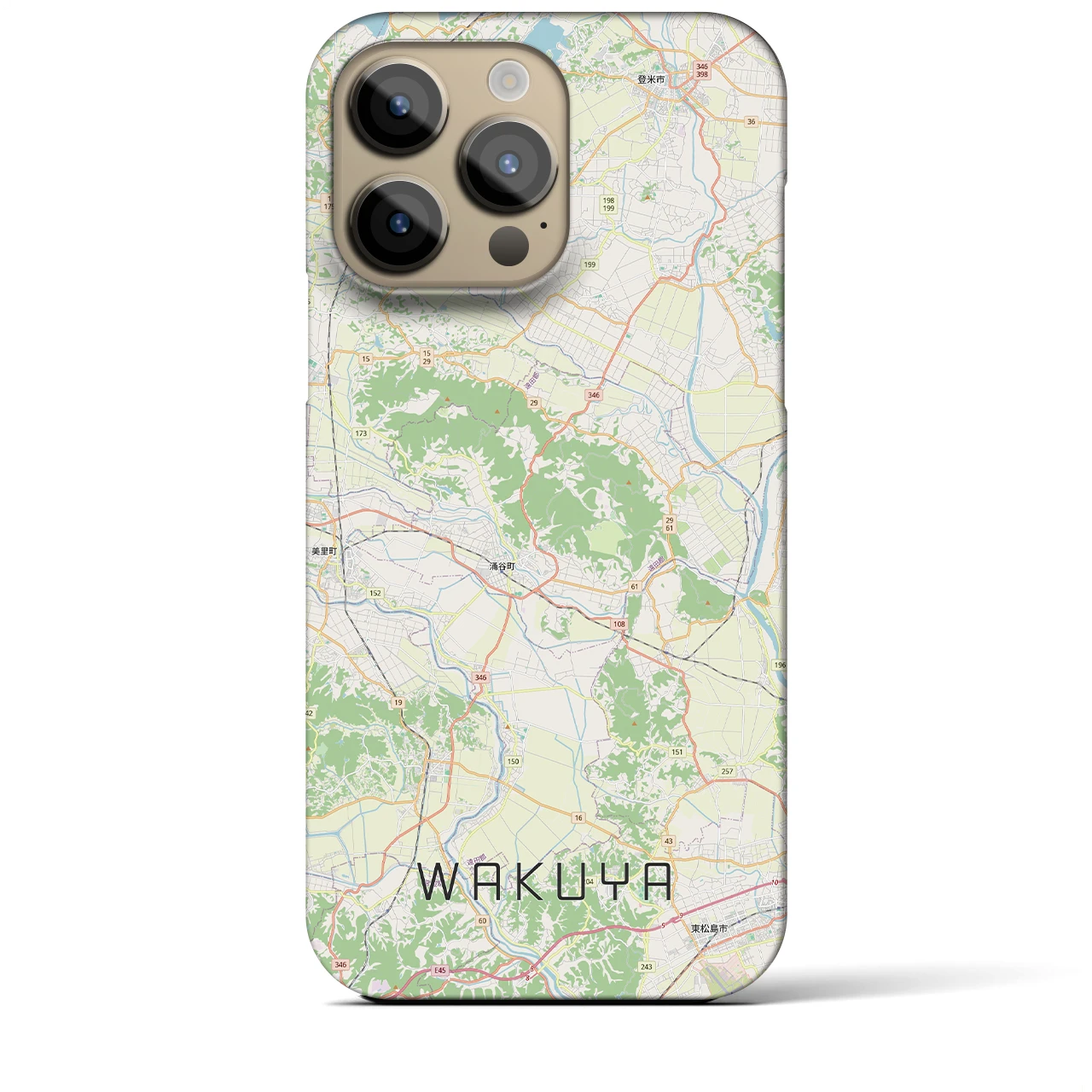 【涌谷（宮城県）】地図柄iPhoneケース（バックカバータイプ）