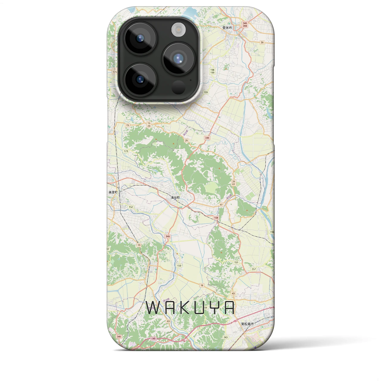 【涌谷（宮城県）】地図柄iPhoneケース（バックカバータイプ）