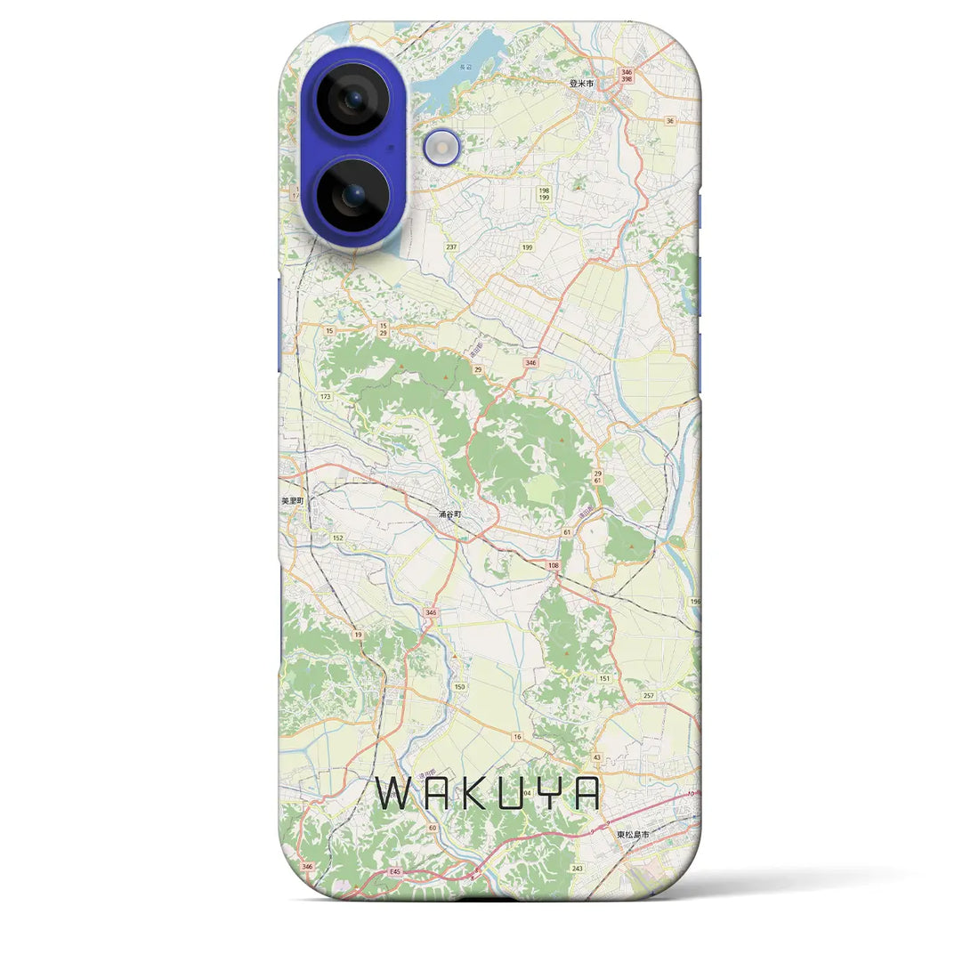 【涌谷（宮城県）】地図柄iPhoneケース（バックカバータイプ）ブラック・iPhone 16 Pro Max 用