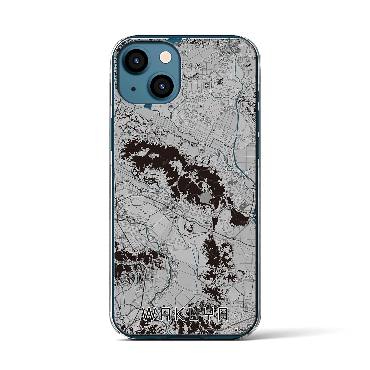 【涌谷（宮城県）】地図柄iPhoneケース（クリアタイプ）