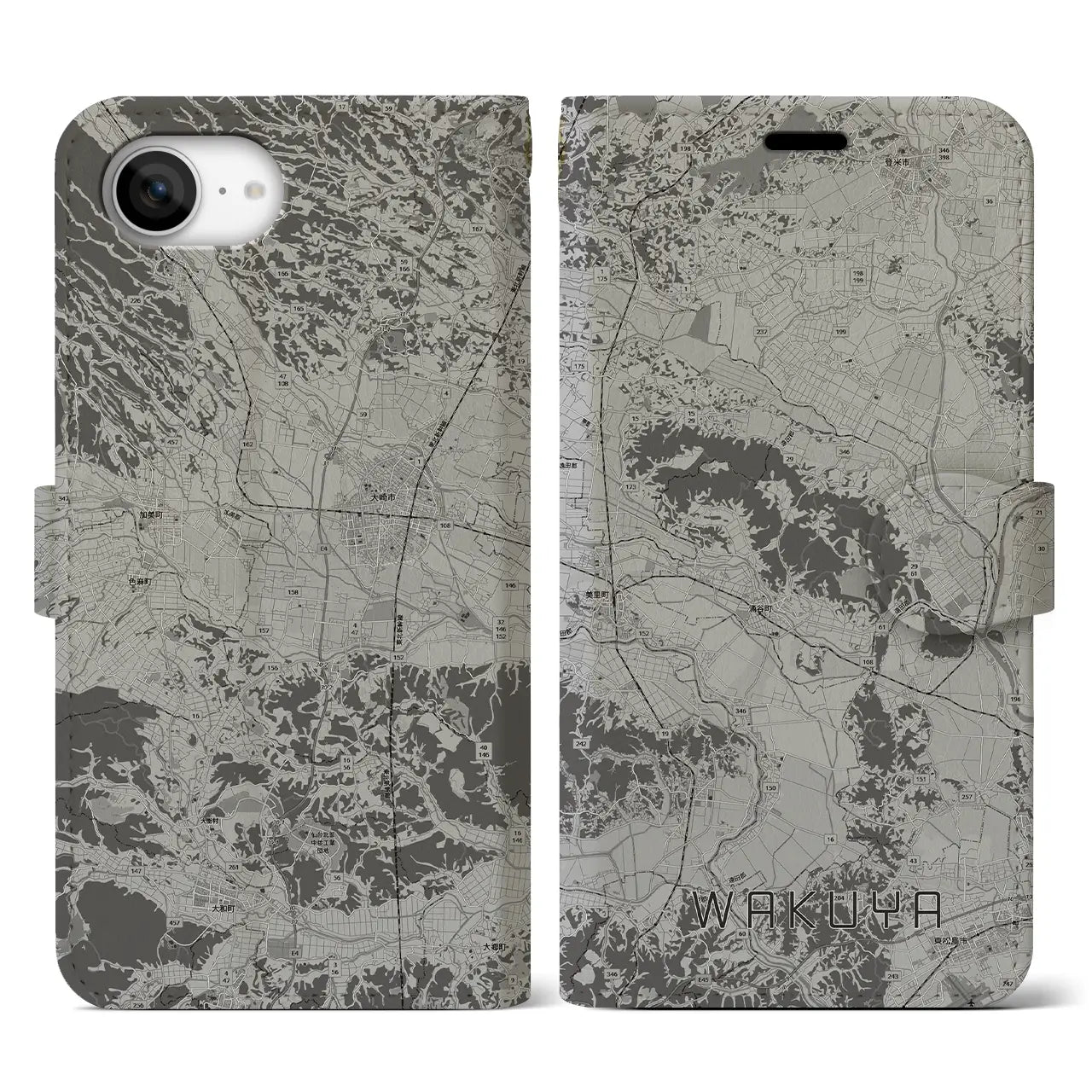 【涌谷（宮城県）】地図柄iPhoneケース（手帳タイプ）