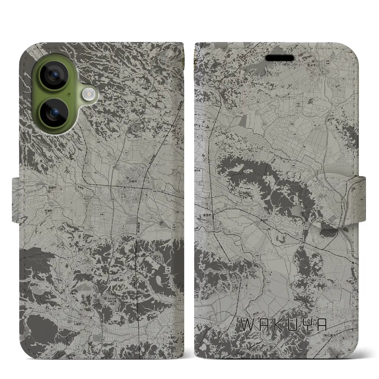 【涌谷（宮城県）】地図柄iPhoneケース（手帳タイプ）