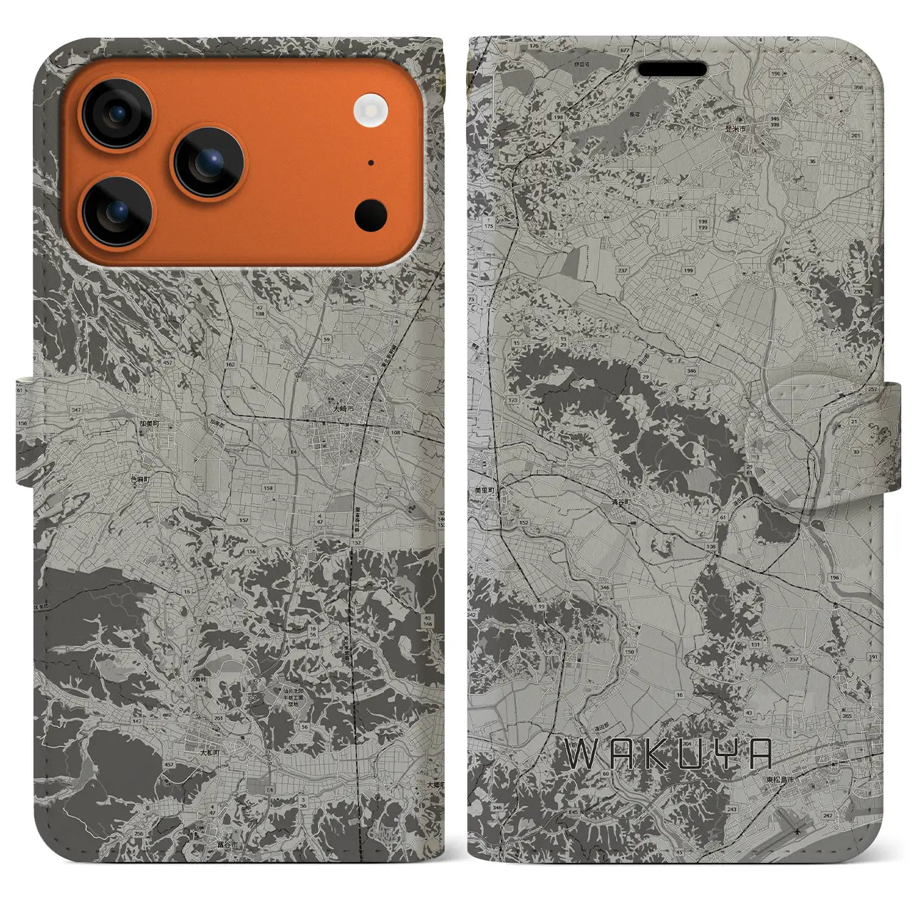 【涌谷（宮城県）】地図柄iPhoneケース（手帳タイプ）