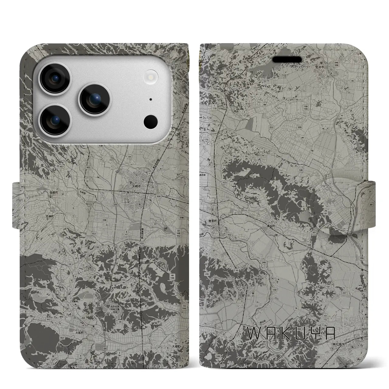 【涌谷（宮城県）】地図柄iPhoneケース（手帳タイプ）