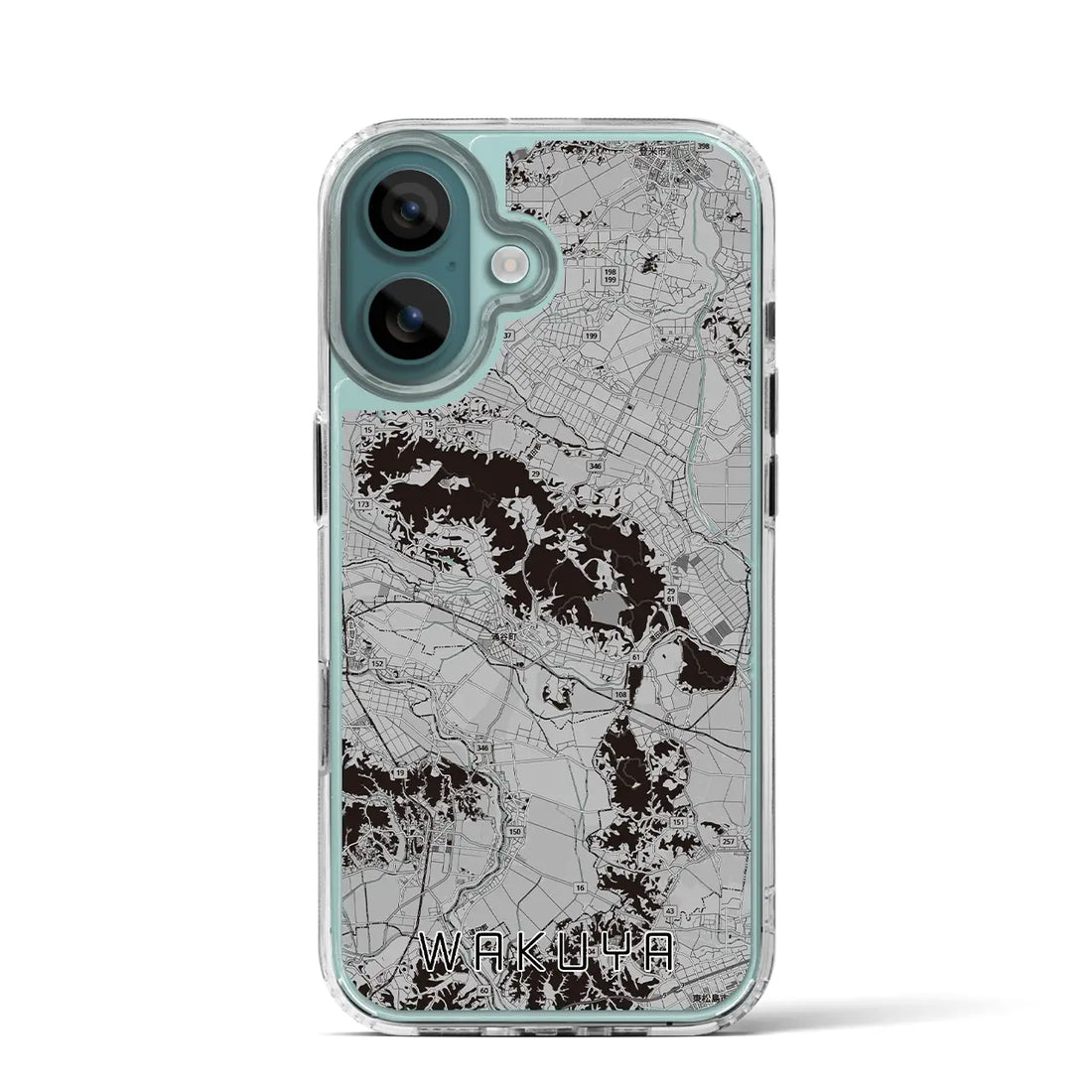 【涌谷（宮城県）】地図柄iPhoneケース（MagSafeタイプ）モノトーン・iPhone 16 Pro 用