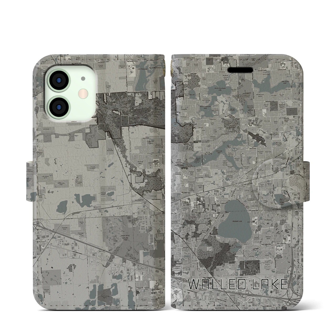 【ウォールドレイク（アメリカ）】地図柄iPhoneケース（手帳タイプ）