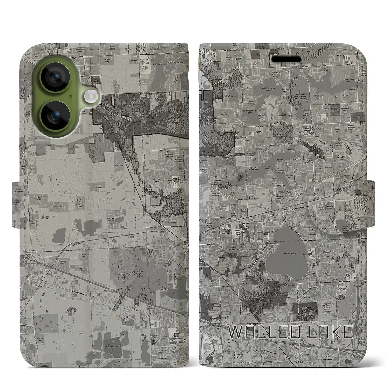 【ウォールドレイク（アメリカ）】地図柄iPhoneケース（手帳タイプ）