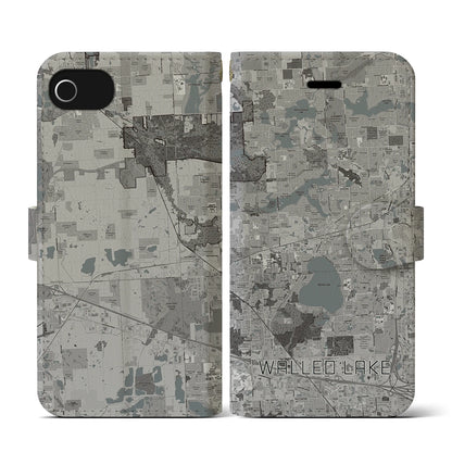 【ウォールドレイク（アメリカ）】地図柄iPhoneケース（手帳タイプ）モノトーン・iPhone SE（第3 / 第2世代） / 8 / 7 / 6s / 6 用