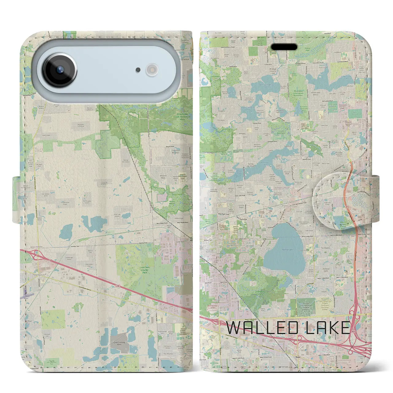 【ウォールドレイク（アメリカ）】地図柄iPhoneケース（手帳タイプ）