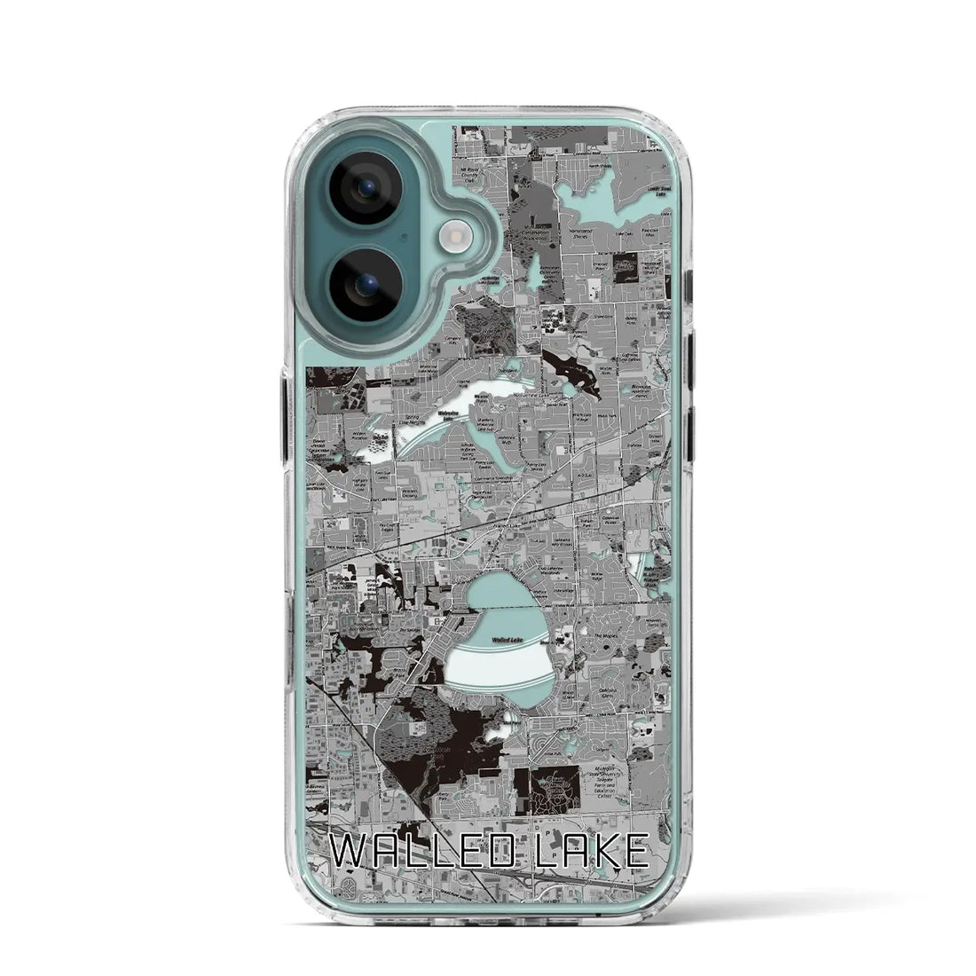 【ウォールドレイク（アメリカ）】地図柄iPhoneケース（MagSafeタイプ）モノトーン・iPhone 16 Pro 用