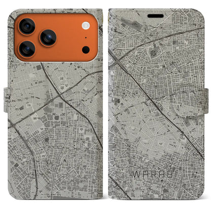 【蕨（埼玉県）】地図柄iPhoneケース（手帳タイプ）