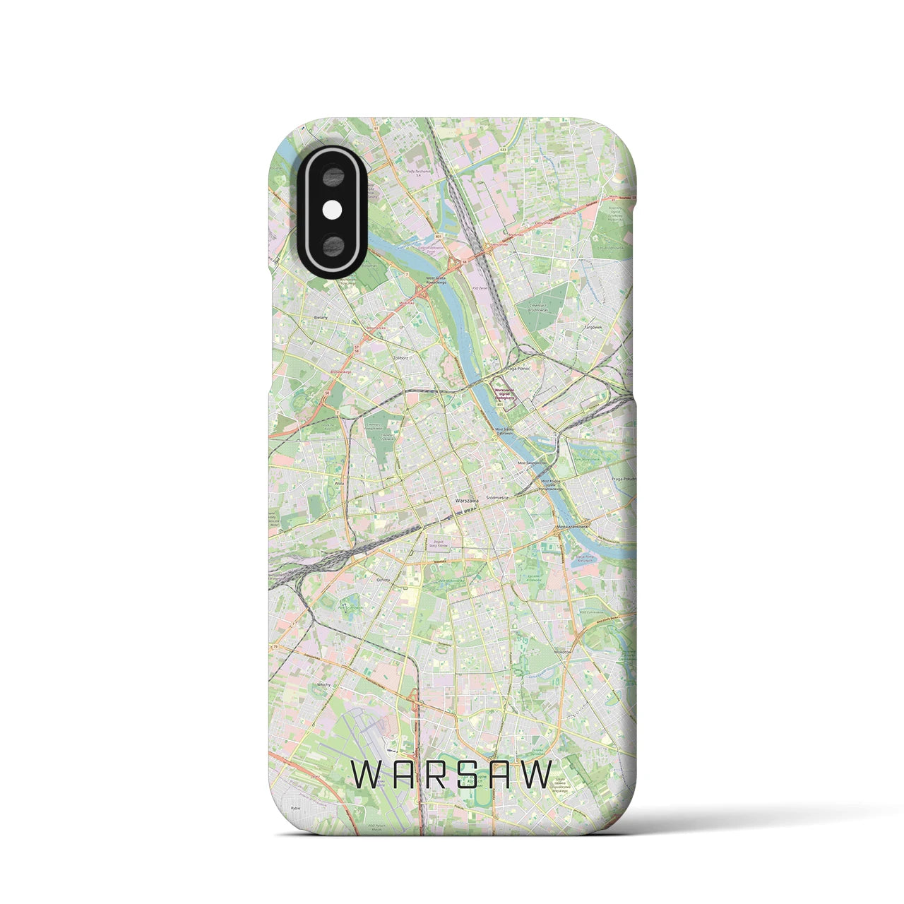 【ワルシャワ（ポーランド）】地図柄iPhoneケース（バックカバータイプ）ナチュラル・iPhone XS / X 用