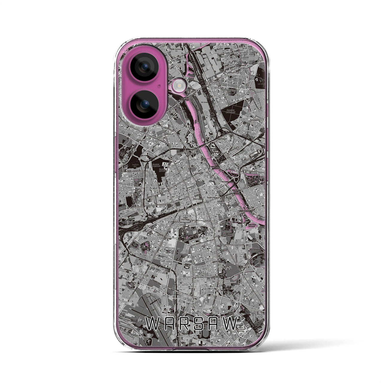 【ワルシャワ（ポーランド）】地図柄iPhoneケース（クリアタイプ）
