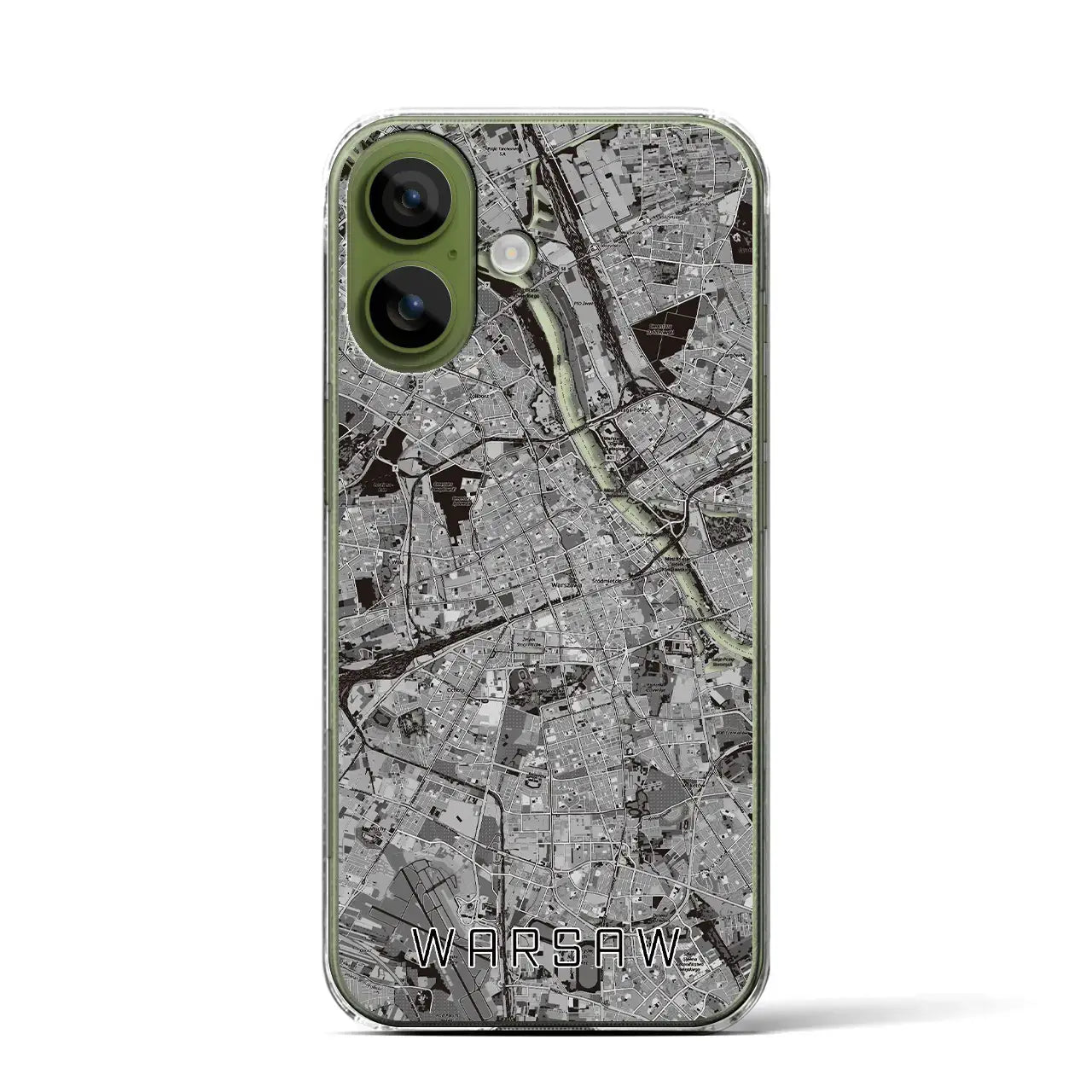 【ワルシャワ（ポーランド）】地図柄iPhoneケース（クリアタイプ）