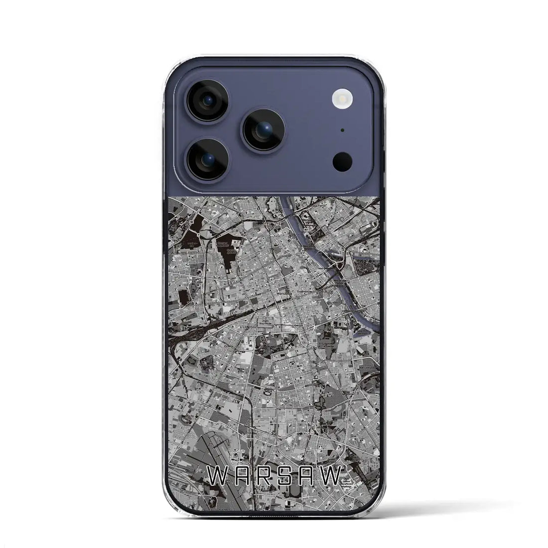 【ワルシャワ（ポーランド）】地図柄iPhoneケース（クリアタイプ）