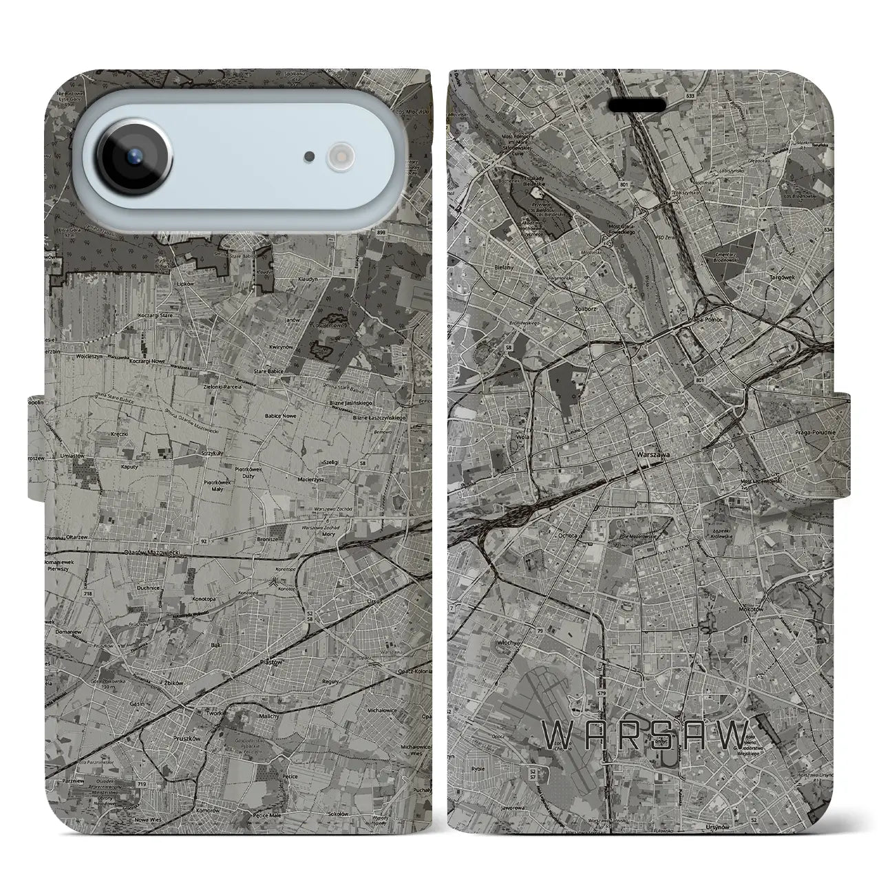 【ワルシャワ（ポーランド）】地図柄iPhoneケース（手帳タイプ）