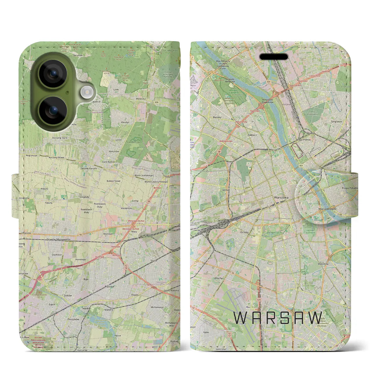 【ワルシャワ（ポーランド）】地図柄iPhoneケース（手帳タイプ）