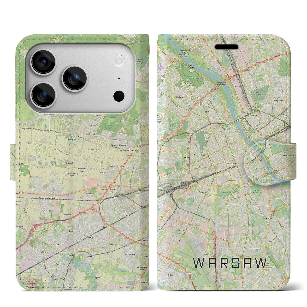 【ワルシャワ（ポーランド）】地図柄iPhoneケース（手帳タイプ）