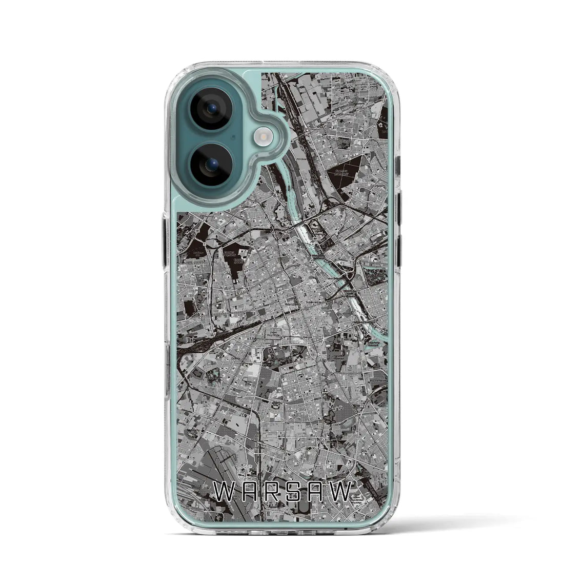 【ワルシャワ（ポーランド）】地図柄iPhoneケース（MagSafeタイプ）モノトーン・iPhone 16 Pro 用