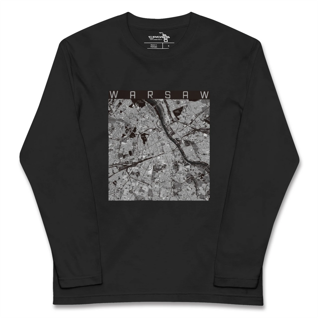 【ワルシャワ（ポーランド）】地図柄ロングスリーブTシャツ