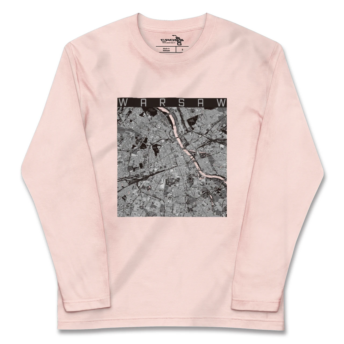 【ワルシャワ(ポーランド)】地図柄ロングスリーブTシャツ