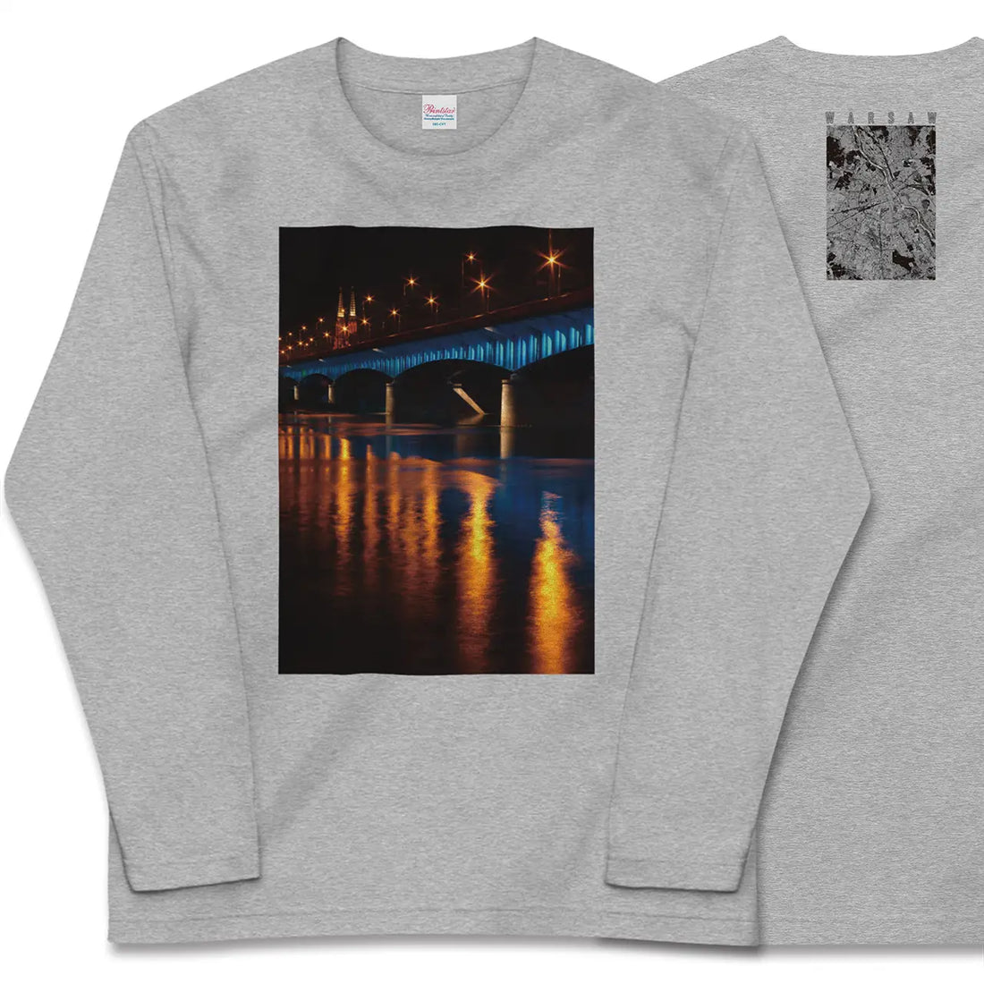 【ワルシャワ(ポーランド)】Map World ロングスリーブTシャツ