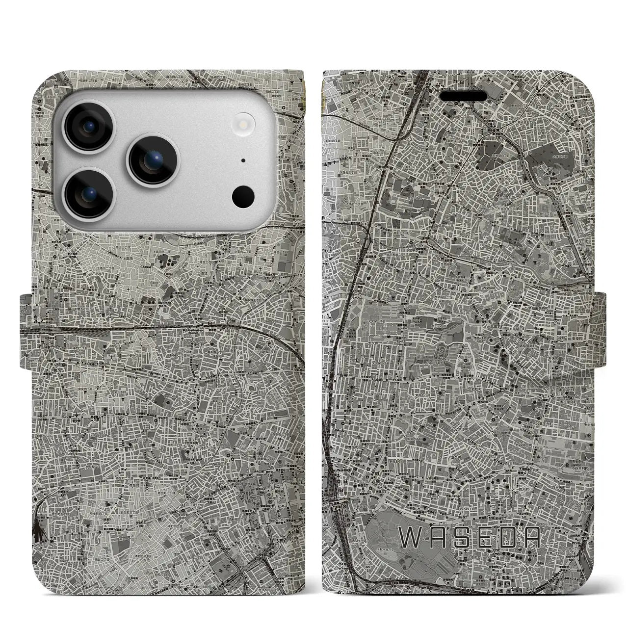 【早稲田2（東京都）】地図柄iPhoneケース（手帳タイプ）