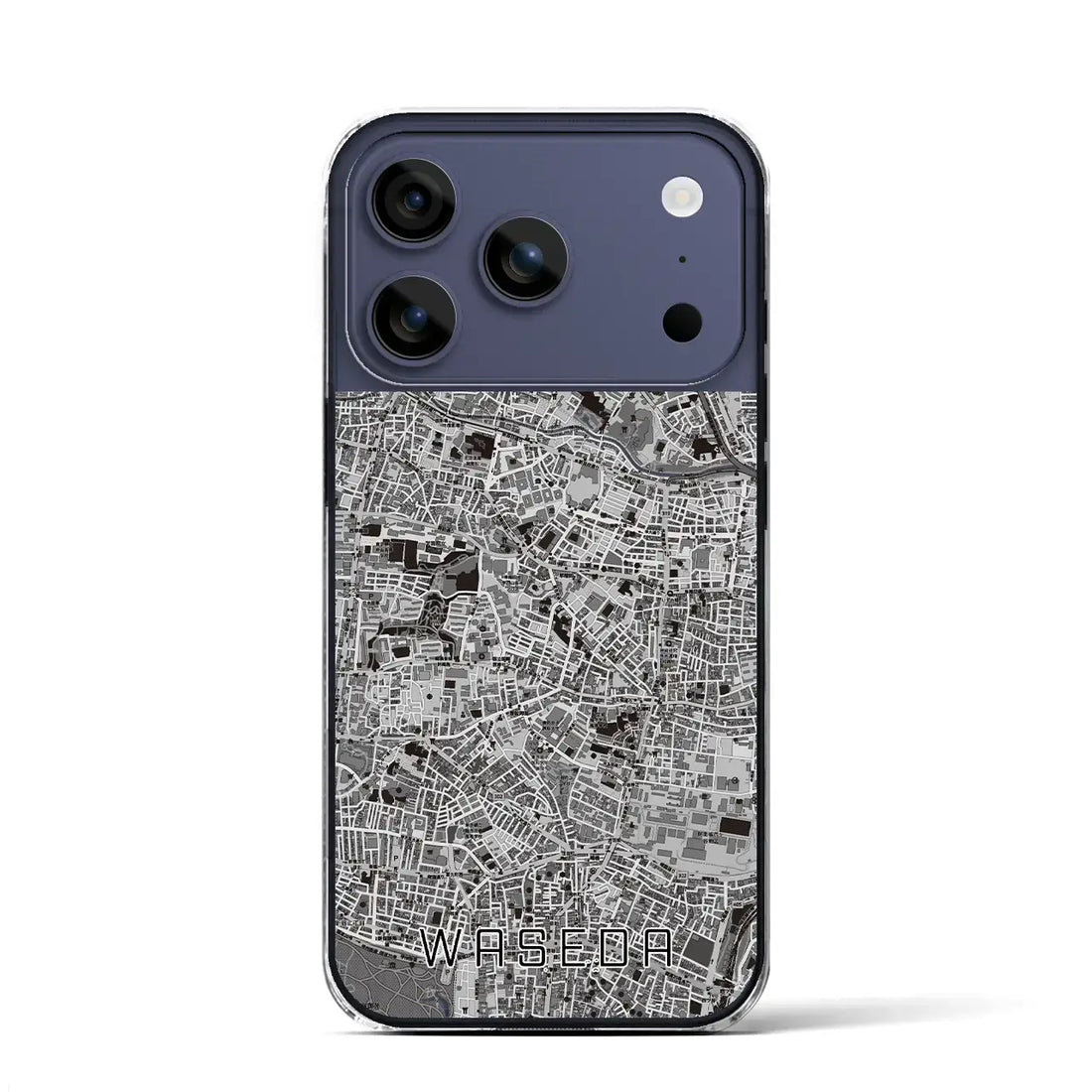 【早稲田(東京都)】地図柄iPhoneケース(クリアタイプ)モノトーン・iPhone 17 Pro Max 用