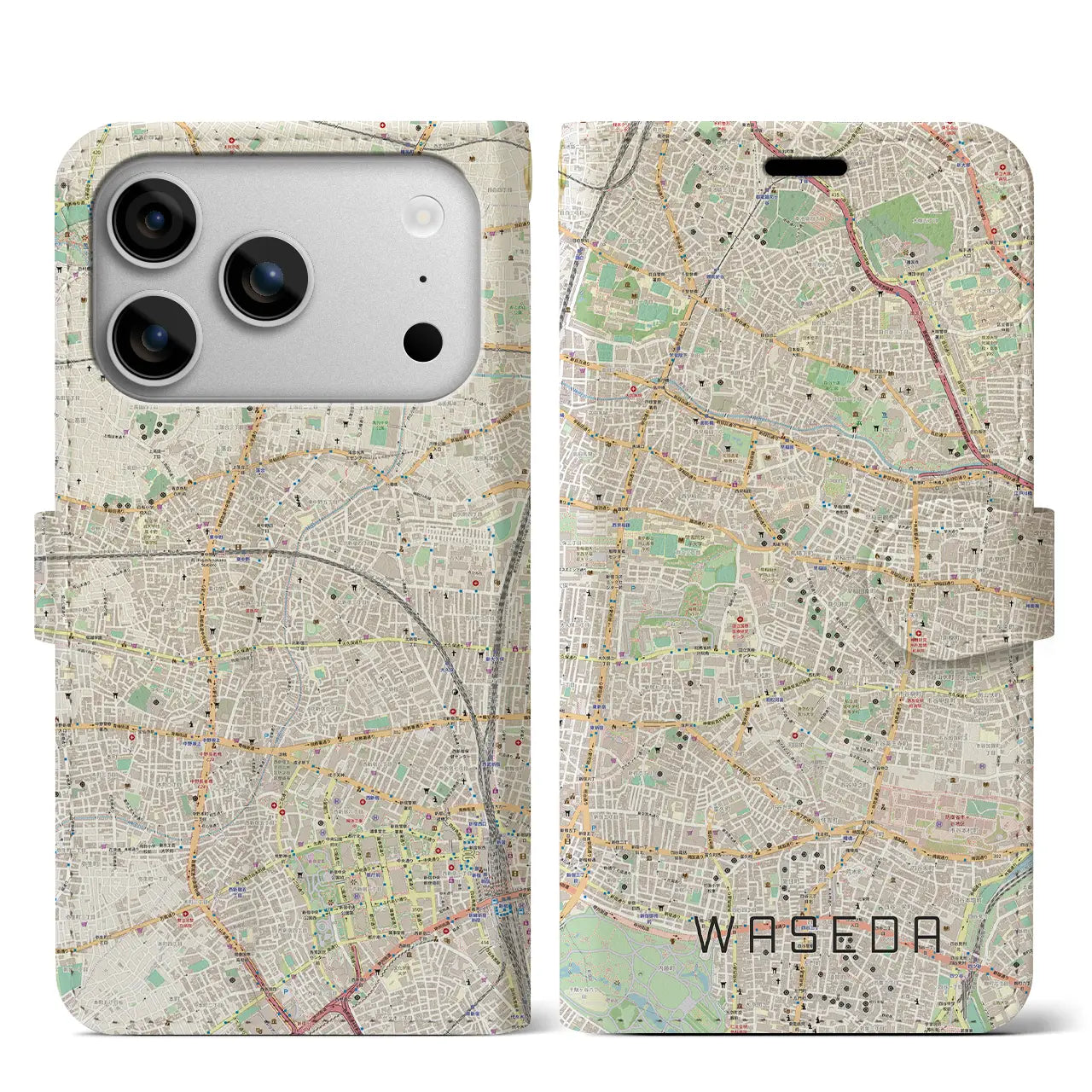 【早稲田（東京都）】地図柄iPhoneケース（手帳タイプ）